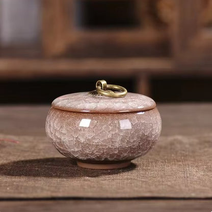 Urna funeraria in ceramica per animali domestici, con smalto craquelé, per conservare le ceneri in casa