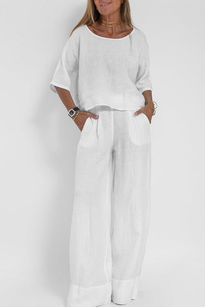 Lightweight Two-Piece Women's Set with Wide Trousers