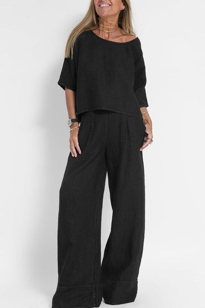 Lightweight Two-Piece Women's Set with Wide Trousers