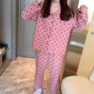 Soft Ladies' Two-Piece Pyjama Set with Heart Print and Button Closure