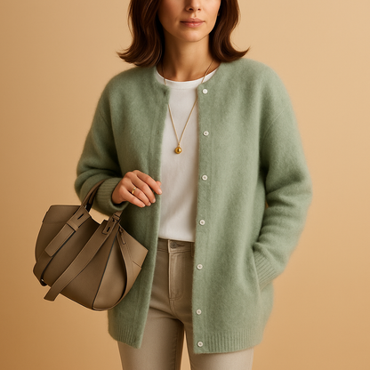 Soft Long Ladies Cardigan With Button Closure
