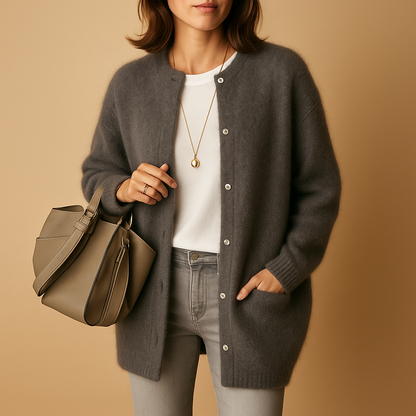 Soft Long Ladies Cardigan With Button Closure