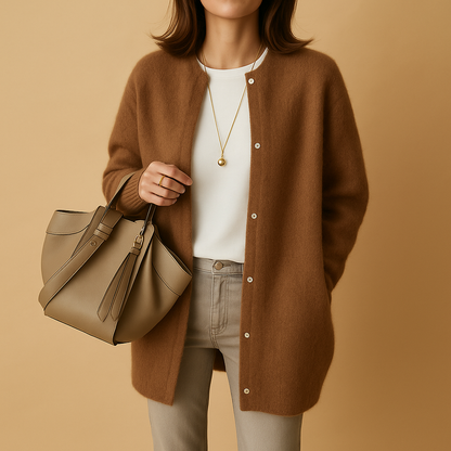 Soft Long Ladies Cardigan With Button Closure