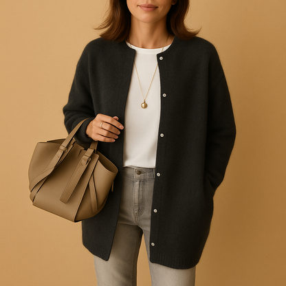 Soft Long Ladies Cardigan With Button Closure