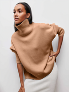 Ladies' Cosy Oversized Roll Neck Jumper with Wide Ribbed Collar