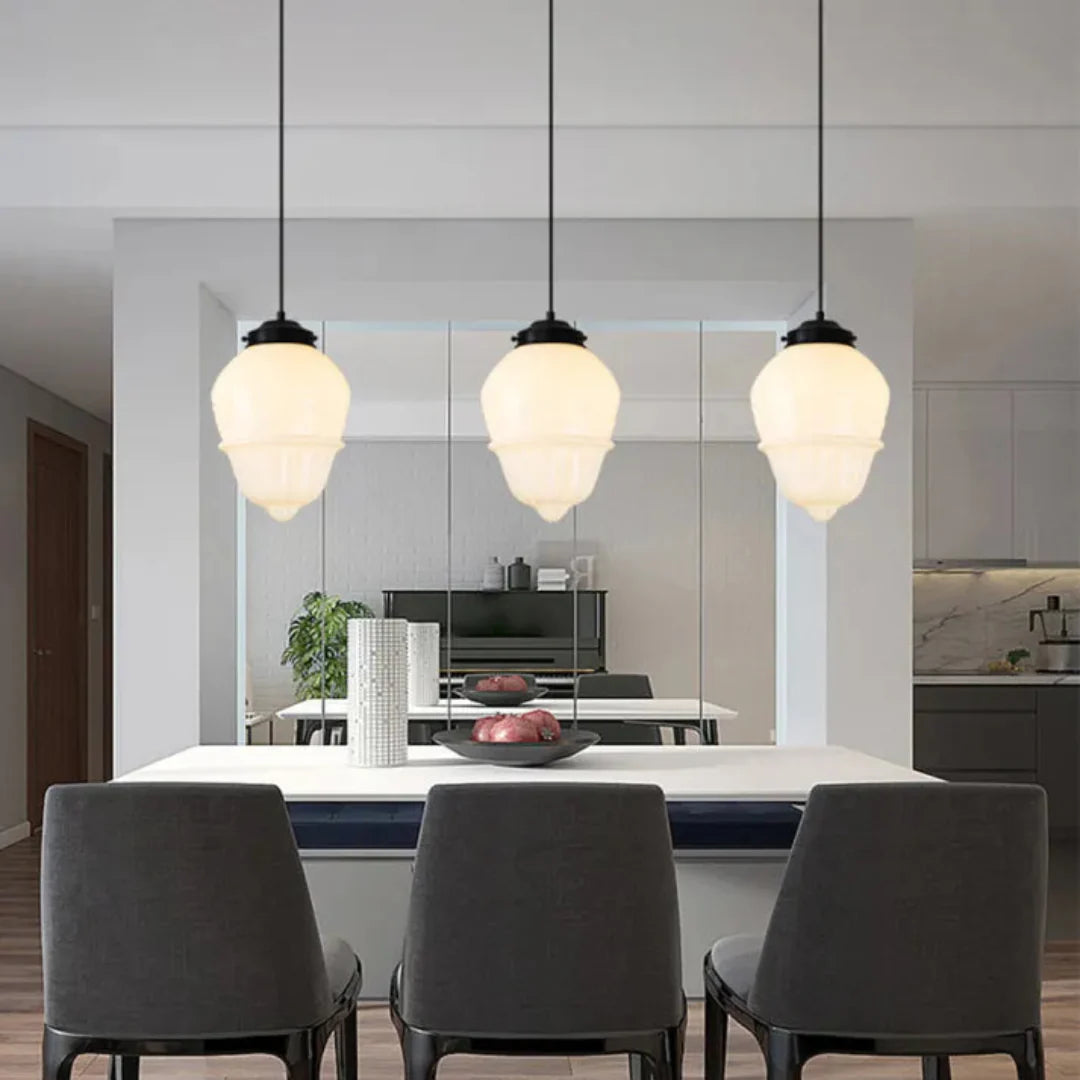 Vintage Geometric Pendant Light in Matt Glass with LED