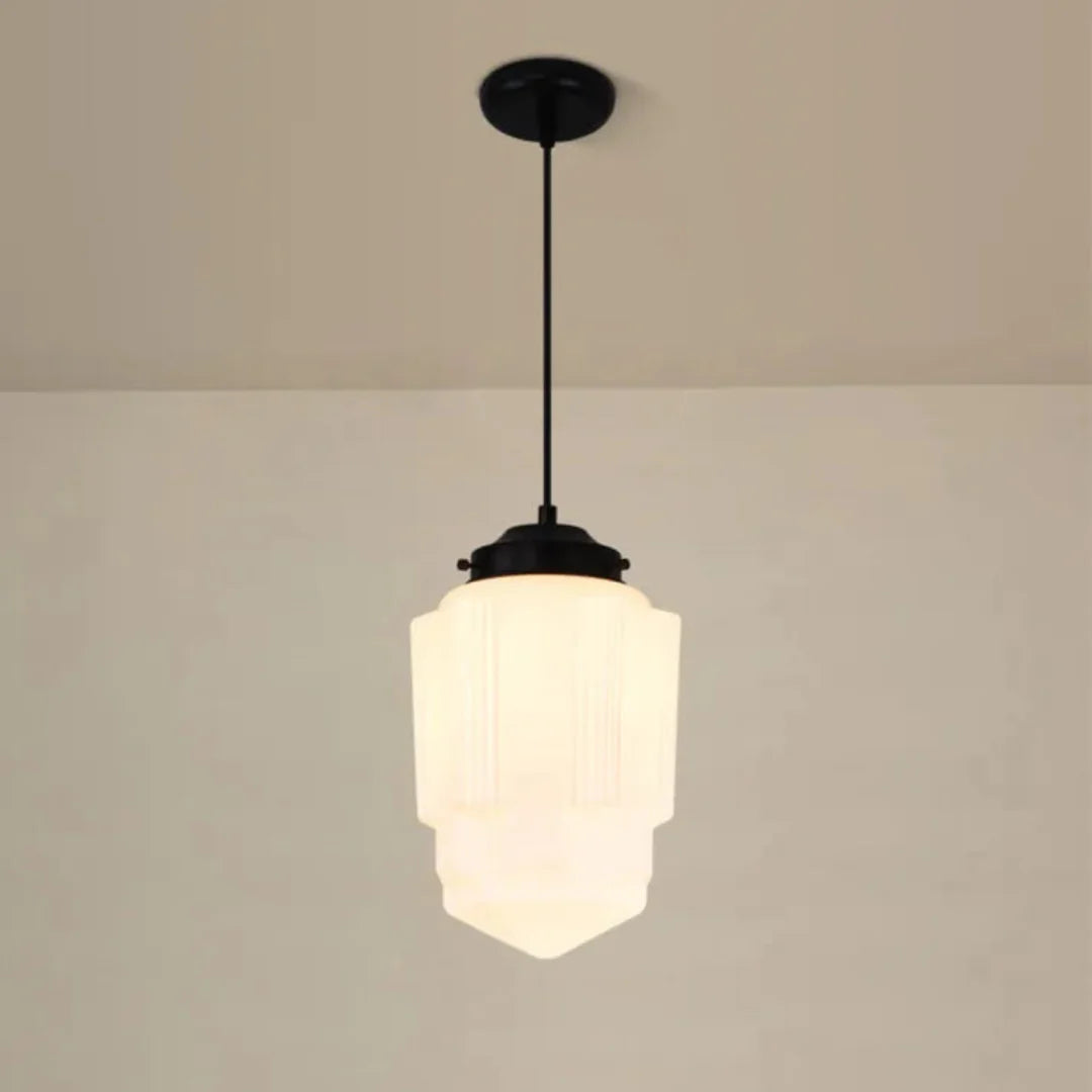 Vintage Geometric Pendant Light in Matt Glass with LED