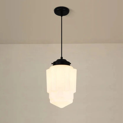 Vintage Geometric Pendant Light in Matt Glass with LED