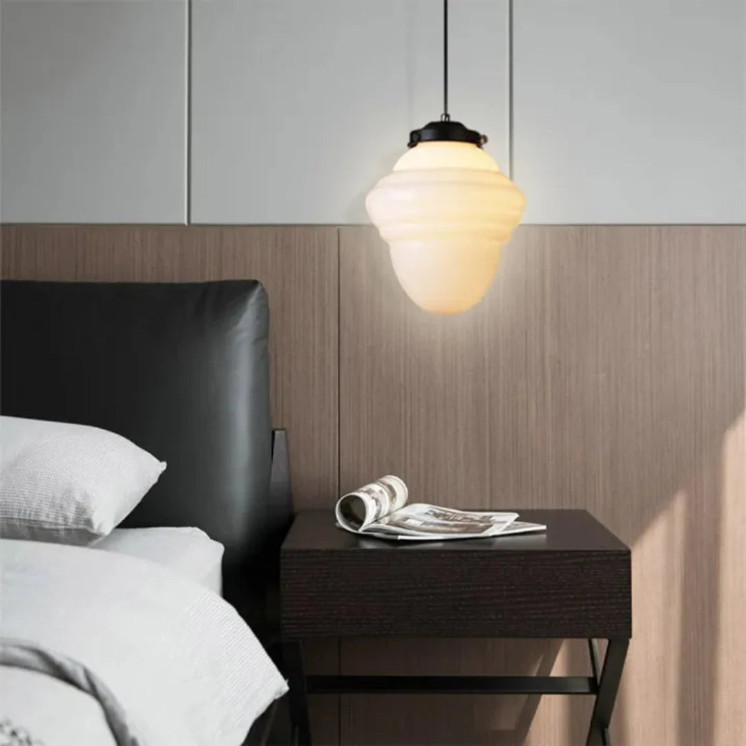 Vintage Geometric Pendant Light in Matt Glass with LED