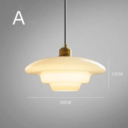Elegante lámpara colgante con pantalla de vidrio blanco