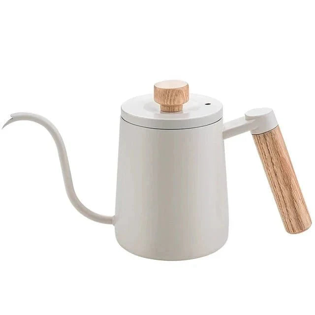 Чайник с извит чучур - Дървена дръжка - Перфектен за прецизно приготвяне на кафе
