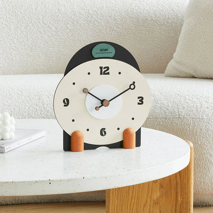 Bergen Geräuschlose Tischuhr aus Holz - Grün und Orange - Einzigartiges Design