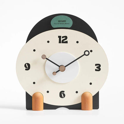 Bergen Geräuschlose Tischuhr aus Holz - Grün und Orange - Einzigartiges Design