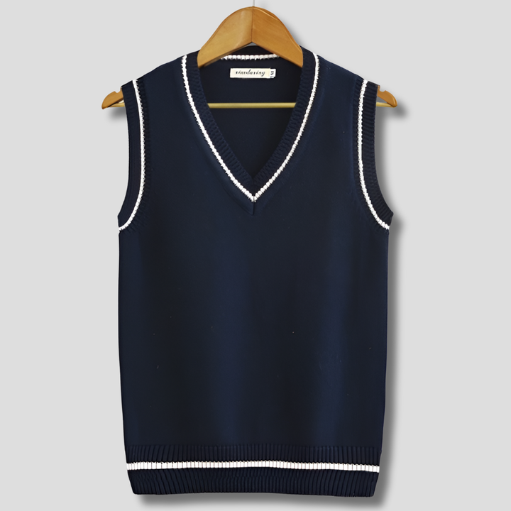 Retro striped preppy style sleeveless sweater