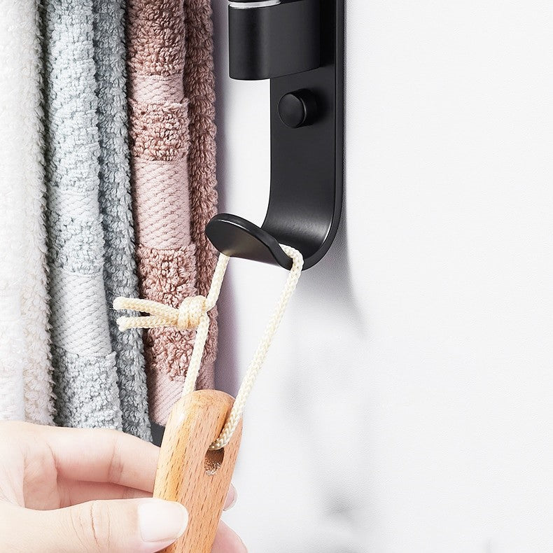 Handtuchhalter fürs Badezimmer mit fünf drehbaren Armen und mattschwarzer Oberfläche