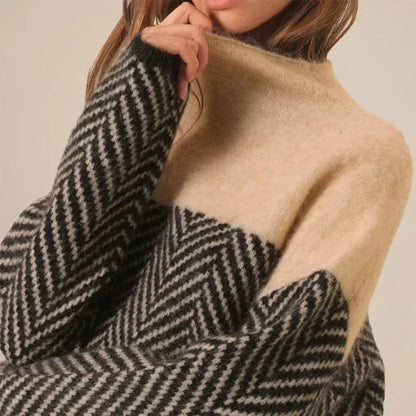 Maglione da donna in maglia con collo alto – morbido, caldo e dal design moderno