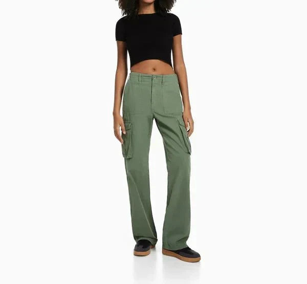 Cargo-Hose mit weitem Bein und Taschen für Damen