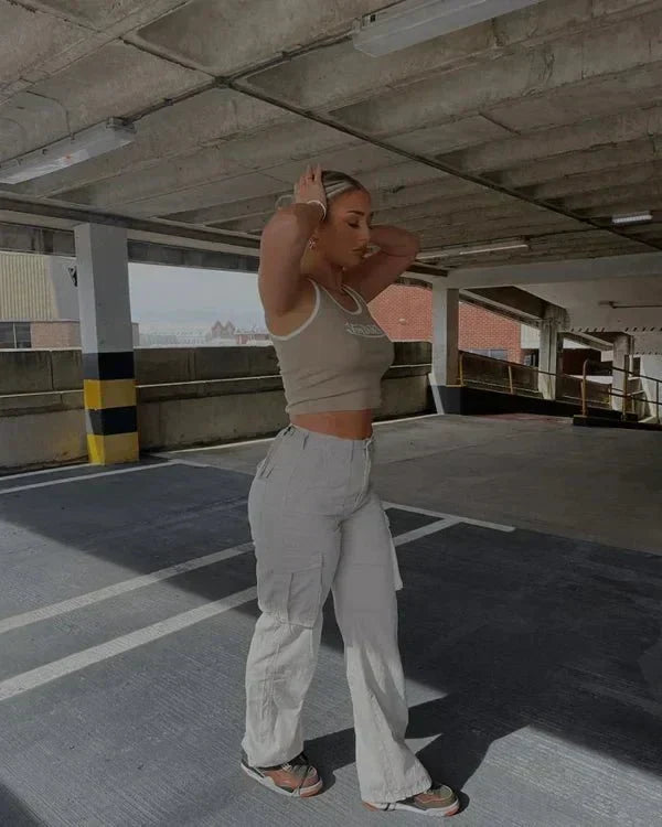 Cargo-Hose mit weitem Bein und Taschen für Damen