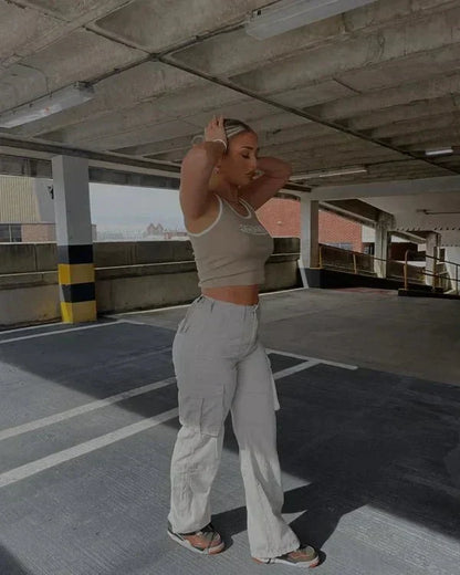 Cargo-Hose mit weitem Bein und Taschen für Damen