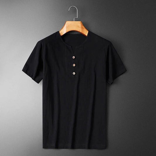 Camiseta ligera de verano para hombre de algodón y lino