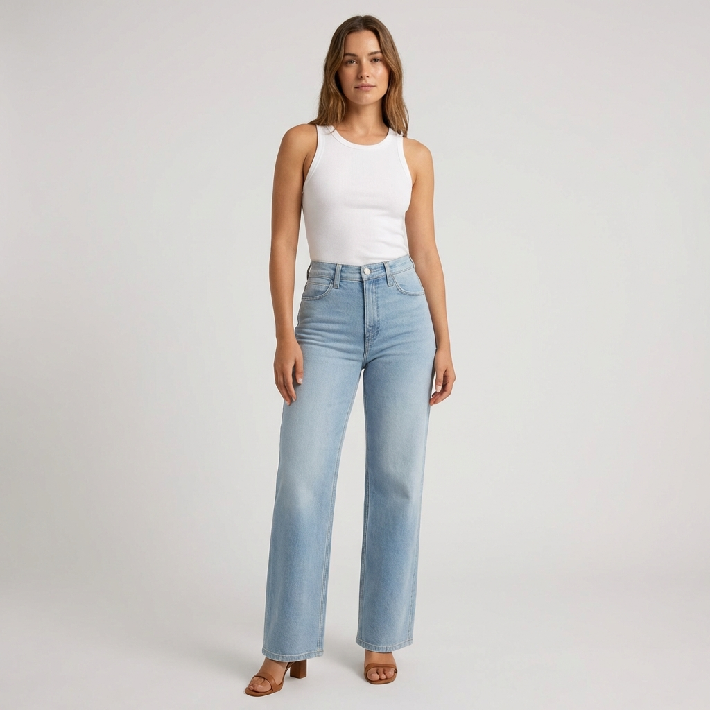 Women's High Waist Straight Leg Jeans – Casual Cropped Style