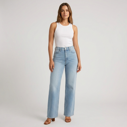 Women's High Waist Straight Leg Jeans – Casual Cropped Style