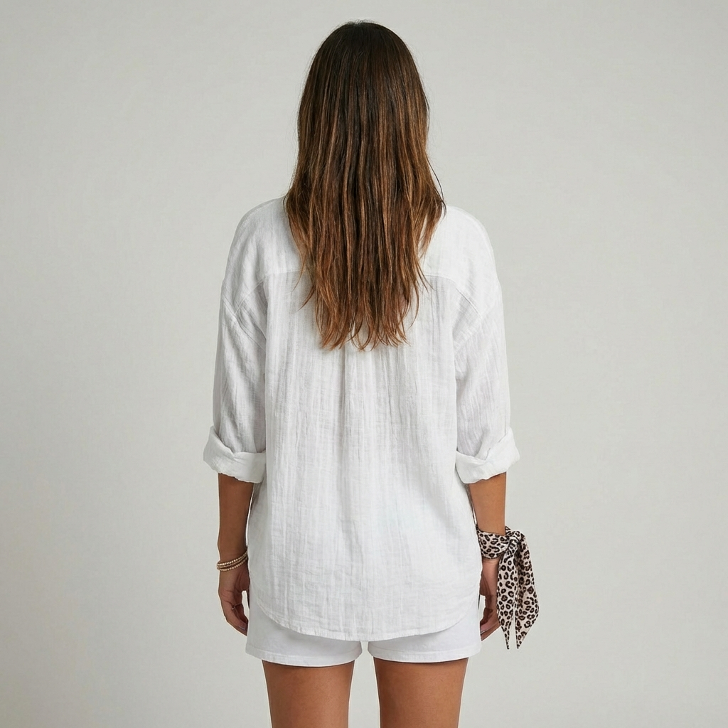 Ladies' Loose Blouse - Airy and Comfortable - With Button Closure