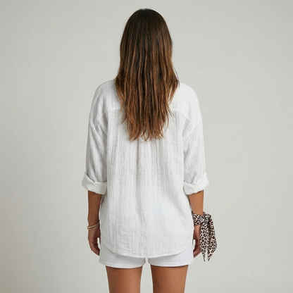 Ladies' Loose Blouse - Airy and Comfortable - With Button Closure