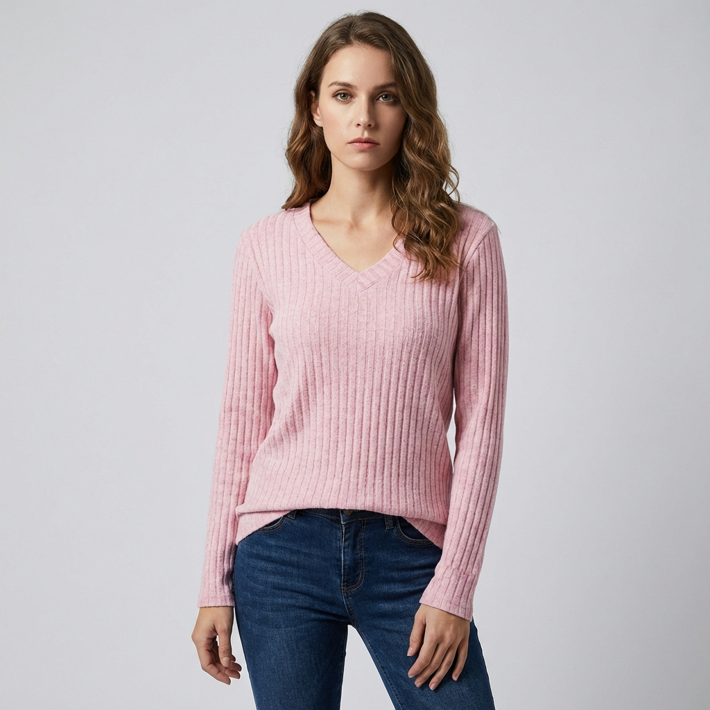 Trendy damesblouse met V-hals en lange mouwen – perfect voor elke dag