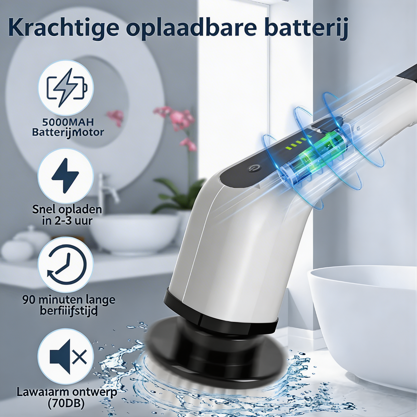 Wireless Cleaning Brush with Adjustable Heads