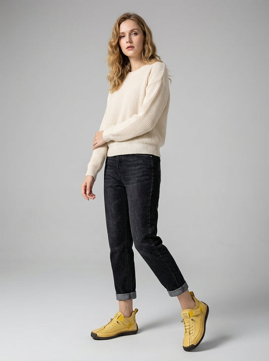 Zapatillas de cuero cómodas, ligeras y transpirables para mujer