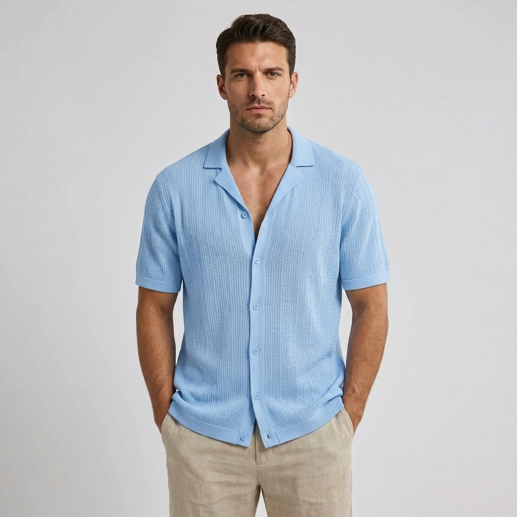 Brixon Short Sleeve Crocheted Casual Shirt