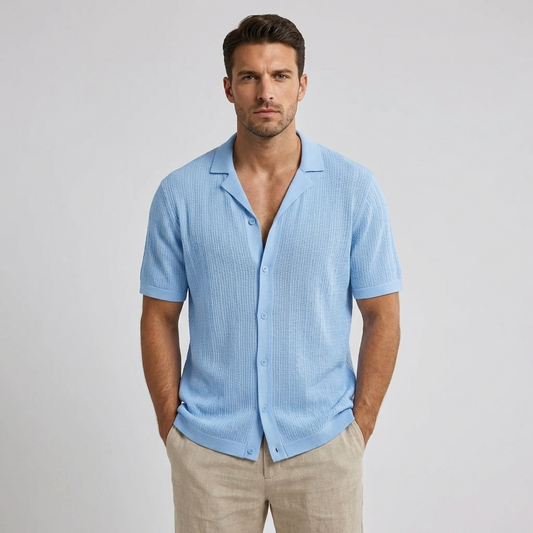 Camisa casual de manga corta tejida a crochet Brixon