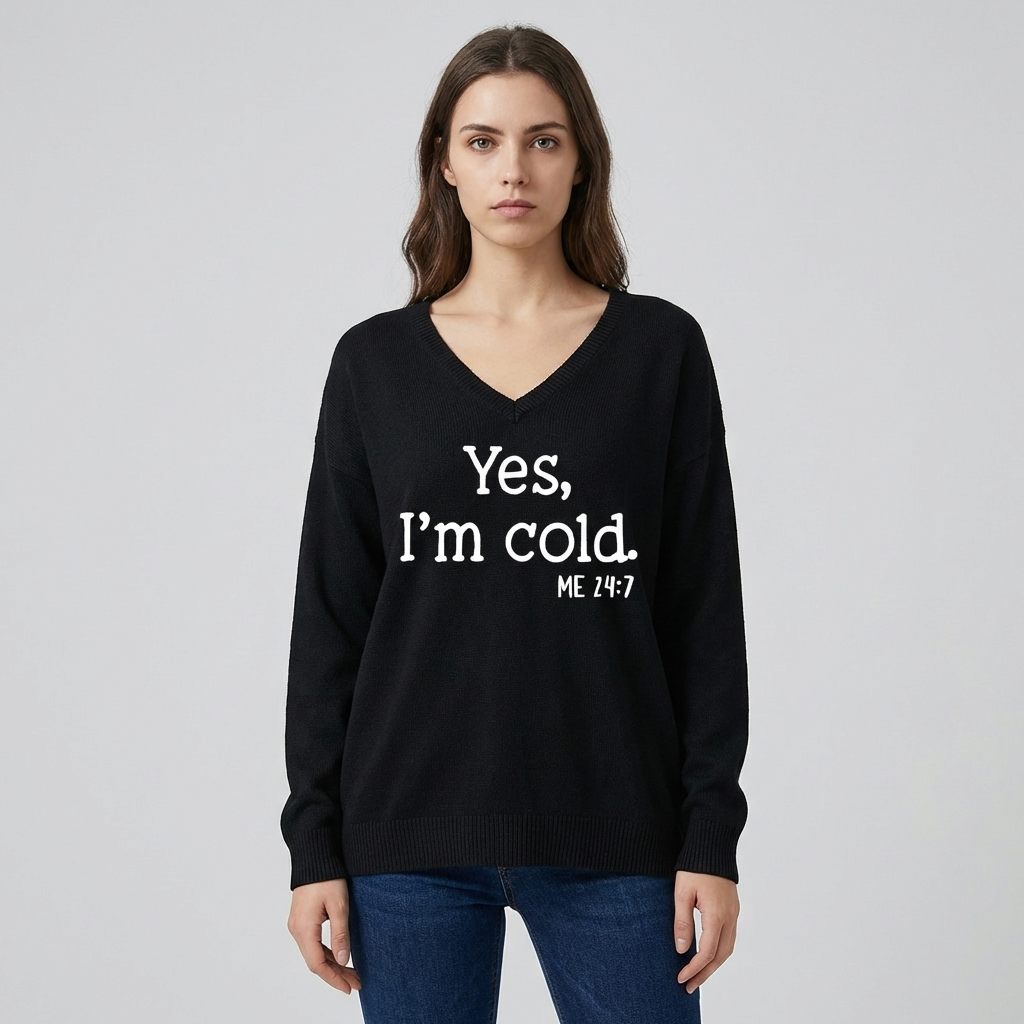 Oversize-Pullover mit V-Ausschnitt für Damen