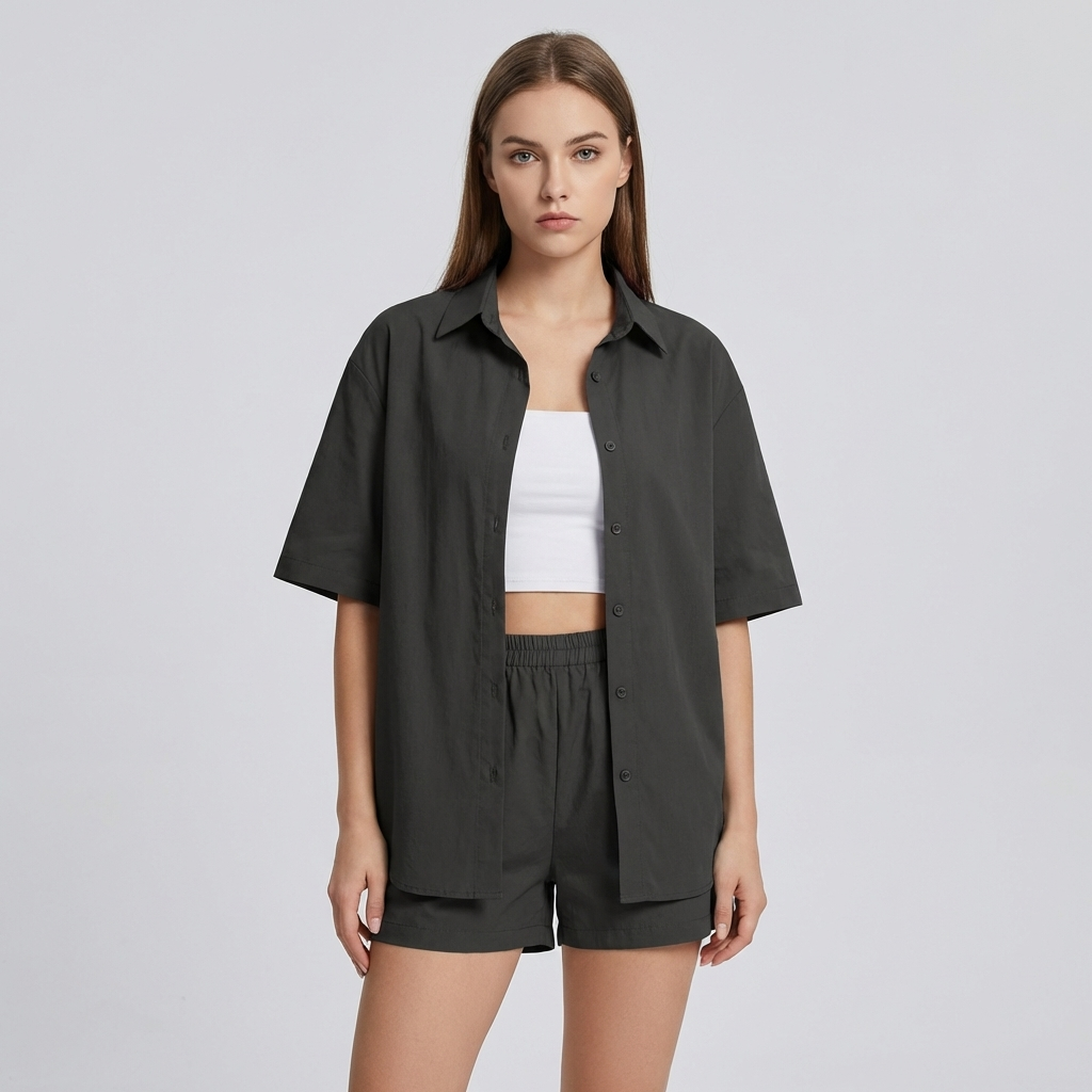 Button-Up Shirt & Shorts Set