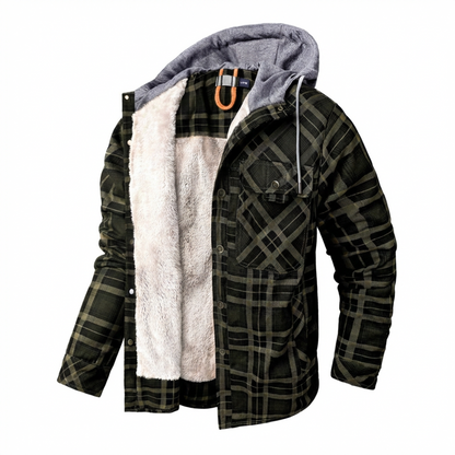 Ruben - Timeless rugged check overshirt with hood for men