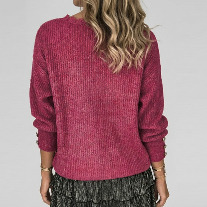 Summer V-Neck Blouse with Openwork Detail