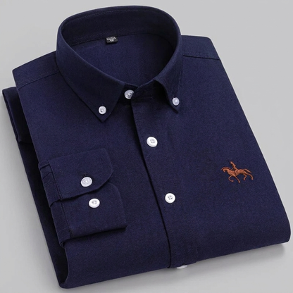 100% Cotton Oxford Shirt with Embroidered Horse Design