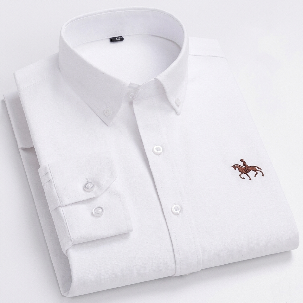 100% Cotton Oxford Shirt with Embroidered Horse Design