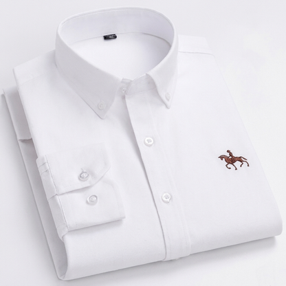 100% Cotton Oxford Shirt with Embroidered Horse Design