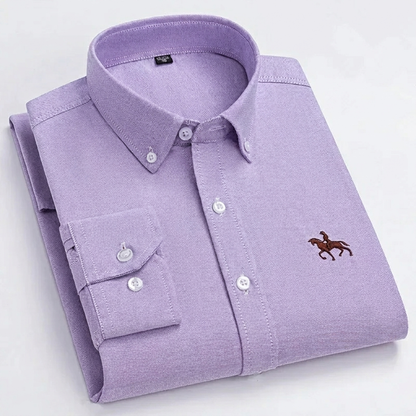 100% Cotton Oxford Shirt with Embroidered Horse Design