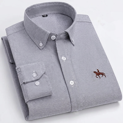 100% Cotton Oxford Shirt with Embroidered Horse Design