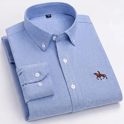 100% Cotton Oxford Shirt with Embroidered Horse Design