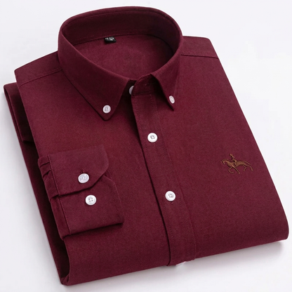 100% Cotton Oxford Shirt with Embroidered Horse Design