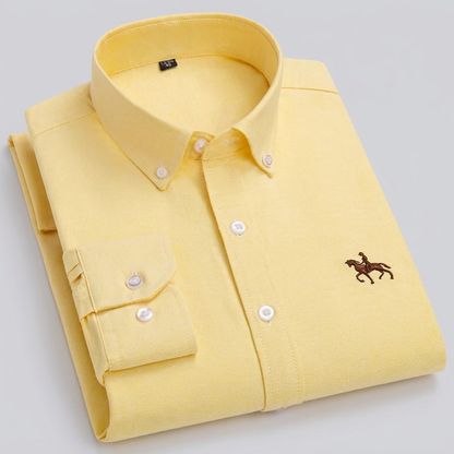 100% Cotton Oxford Shirt with Embroidered Horse Design