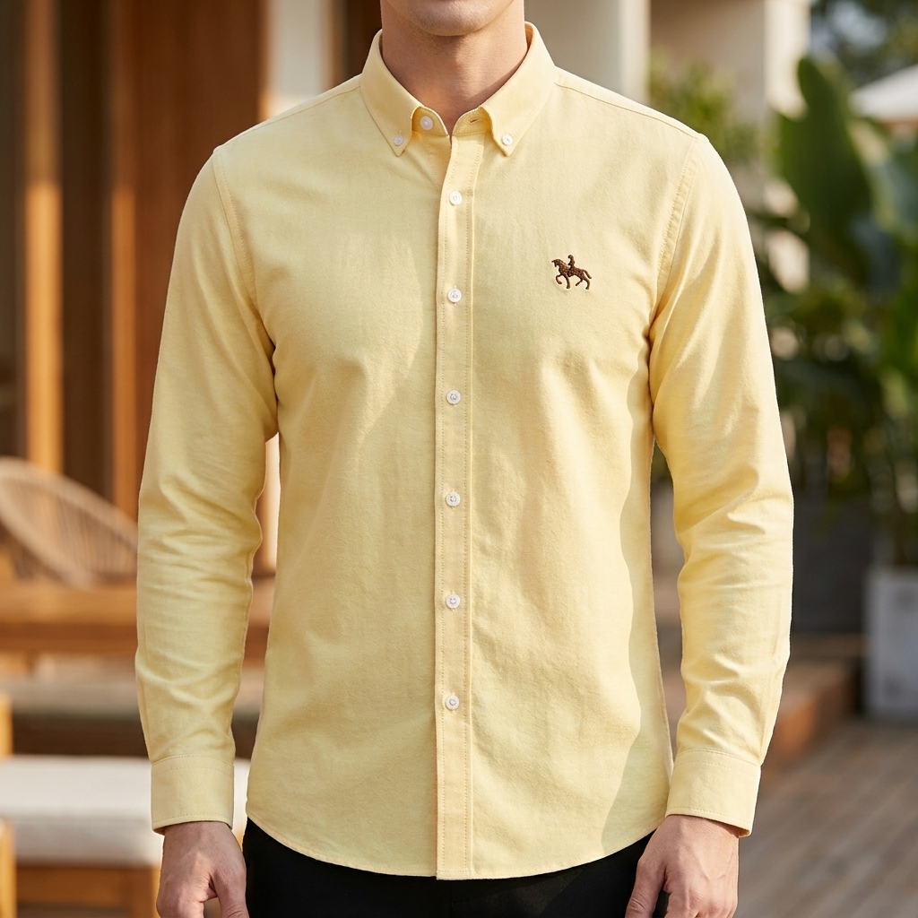 100% Cotton Oxford Shirt with Embroidered Horse Design