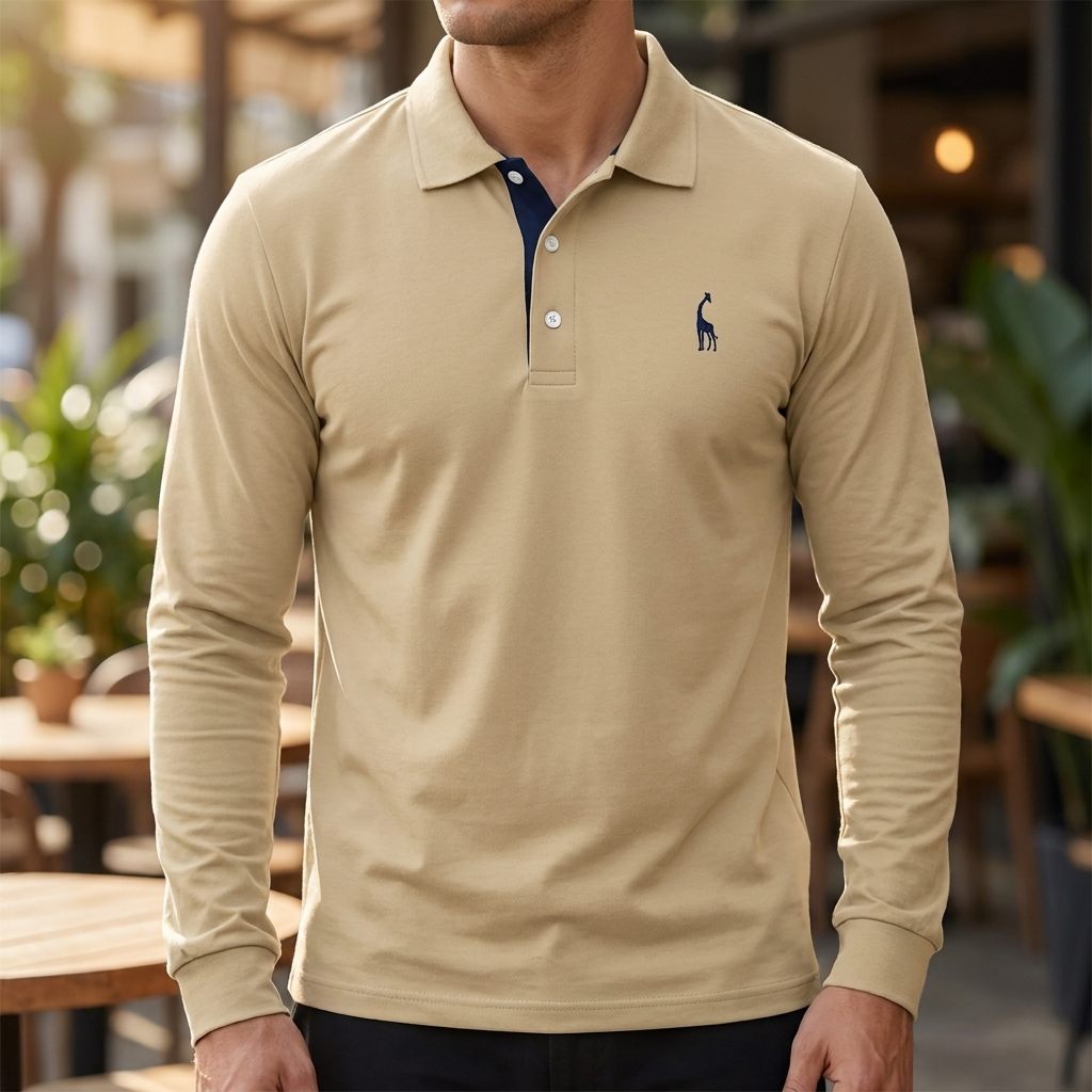 Men's Classic Polo Shirt with Button Neck