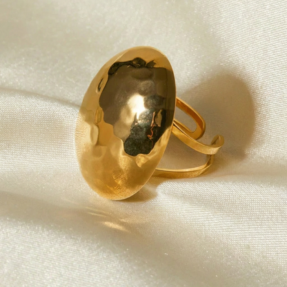 18K Gold Plated Stainless Steel Oval Jewelry Ring