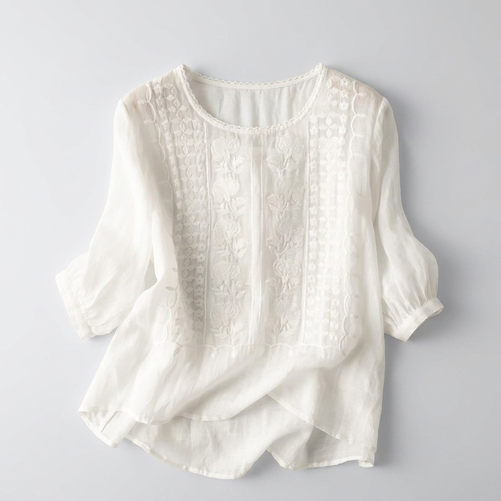 Ladies Embroidered Round Neck Blouse
