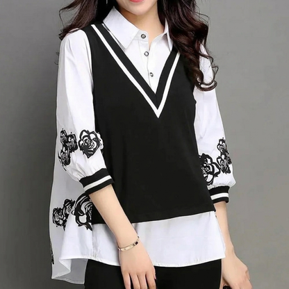 2-Piece Blouse and Vest Set